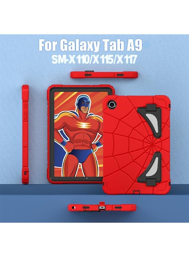 حافظة واقية للكمبيوتر اللوحي Samsung Galaxy Tab A9 مقاس 8.7 بوصة مع حزام كتف وحامل حافظة لطيفة للكمبيوتر اللوحي للأطفال بتصميم كرتوني حافظة واقية متعددة الطبقات من السيليكون مقاومة للصدمات مصممة حصريًا لطراز A9 أسلوب أولاد - Image 3