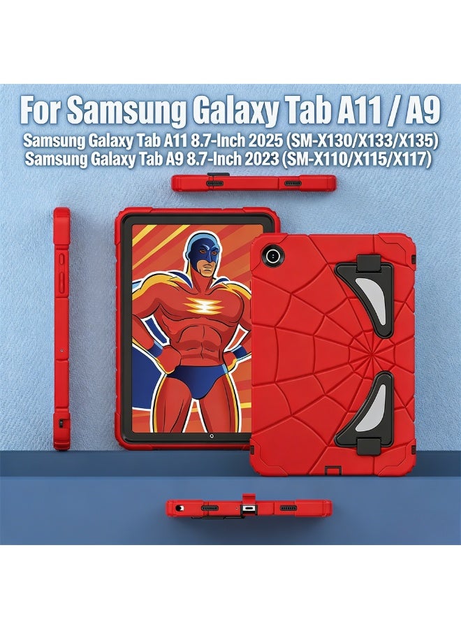 حافظة لجهاز Samsung Galaxy Tab A11 / A9 مقاس 8.7 بوصة (إصدار 2025/2023)، حافظة واقية للكمبيوتر اللوحي بتصميم كرتوني مزودة بحامل وحزام كتف، حافظة كرتونية لطيفة للأطفال، غطاء واقي متعدد الطبقات من السيليكون ومقاوم للصدمات، حافظة مخصصة لطرازي A11 و A9 للأولاد - Image 3
