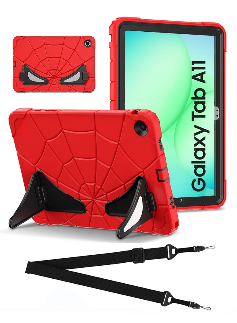 حافظة لجهاز Samsung Galaxy Tab A11 / A9 مقاس 8.7 بوصة (إصدار 2025/2023)، حافظة واقية للكمبيوتر اللوحي بتصميم كرتوني مزودة بحامل وحزام كتف، حافظة كرتونية لطيفة للأطفال، غطاء واقي متعدد الطبقات من السيليكون ومقاوم للصدمات، حافظة مخصصة لطرازي A11 و A9 للأولاد - Image 2