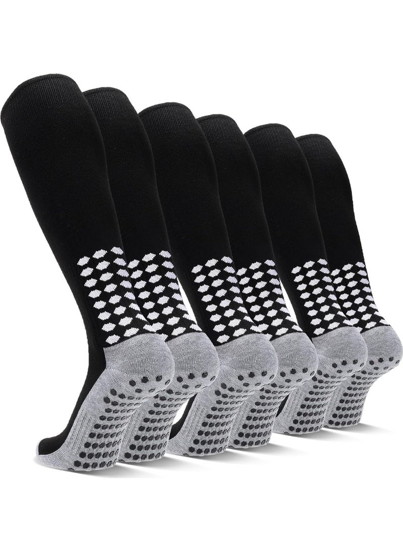 3 pairs of grabbing soccer socks men's cushioned anti slip soccer basketball sports socks knee length socks - Image 1
