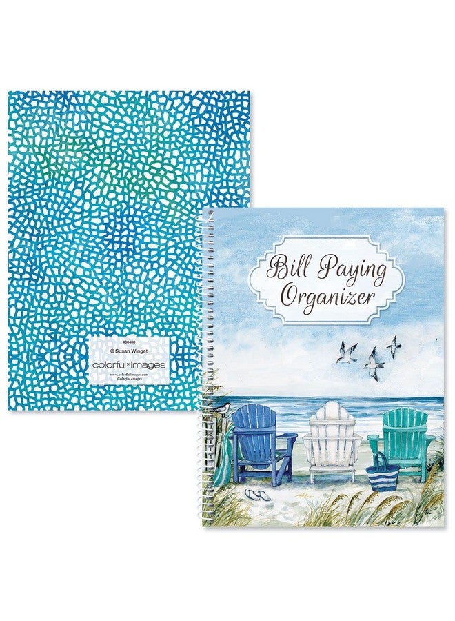 Current By The Sea Bill Paying Organizer Book Personal Account Book, 9" By 12 Inch, Spiralbound, 14 Pockets, 32 Label Stickers, Bill Tracking  - Image 4