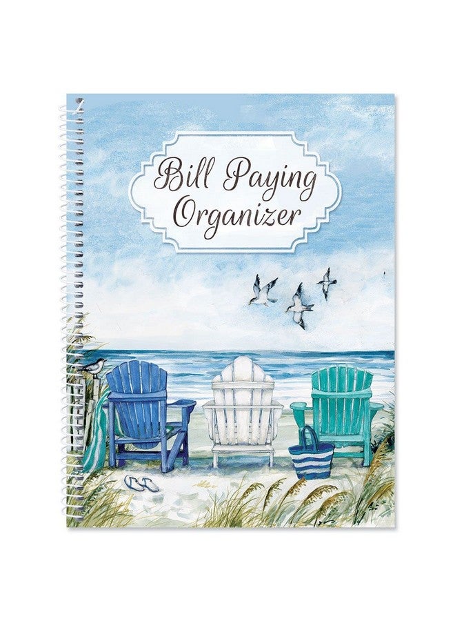 Current By The Sea Bill Paying Organizer Book Personal Account Book, 9" By 12 Inch, Spiralbound, 14 Pockets, 32 Label Stickers, Bill Tracking  - Image 1