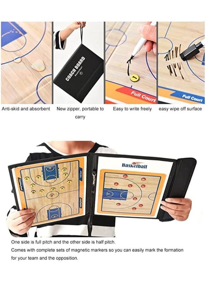 EasyLife - Basketball Coaching Board Professional Coaches Clipboard  Portable Strategy Coach Board Kit Tactical Magnetic Board Kit with Marker and Bag - Image 1