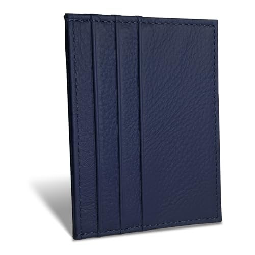 WOXVM Credit Card Holder Wallet RFID Blocking Slim Credit Card Cases Holder Premium Leather Minimalist Front Pocket Small Wallet with 6 Card Slots and 1 Pockets for Men Women (Navy Blue) - Image 1