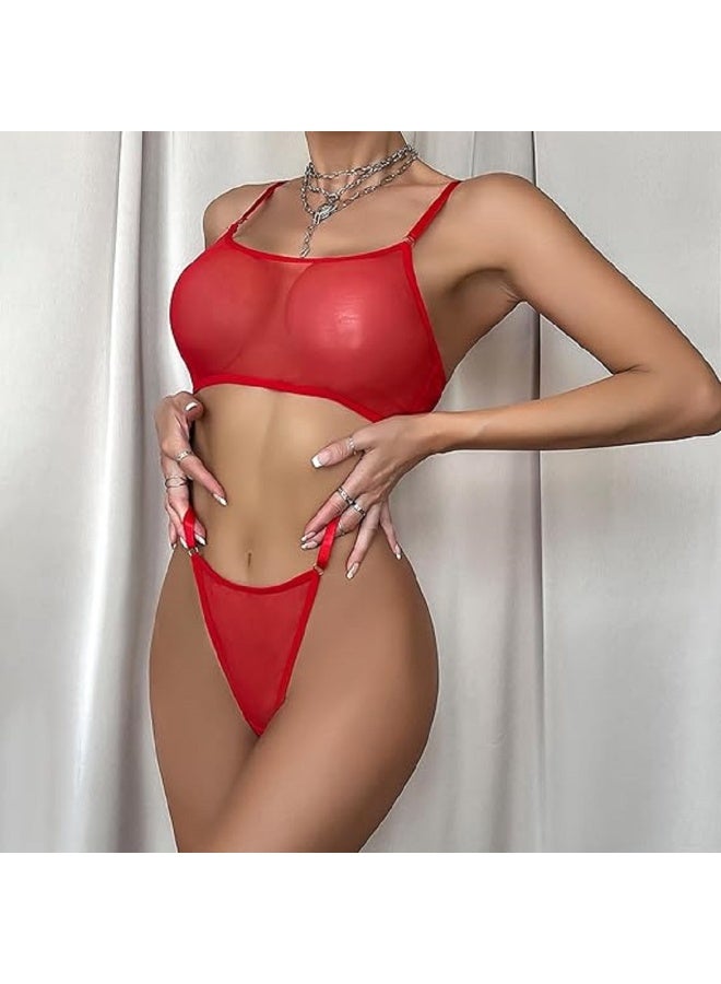 مانيكان طقم ملابس نساشيه شبكي لطيف مصنوع من التل الاحمر - Image 2