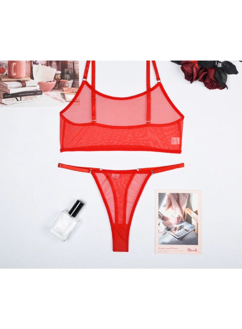 مانيكان طقم ملابس نساشيه شبكي لطيف مصنوع من التل الاحمر - Image 3