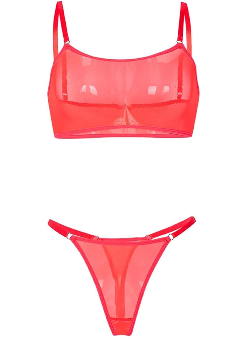 مانيكان طقم ملابس نساشيه شبكي لطيف مصنوع من التل الاحمر - Image 4