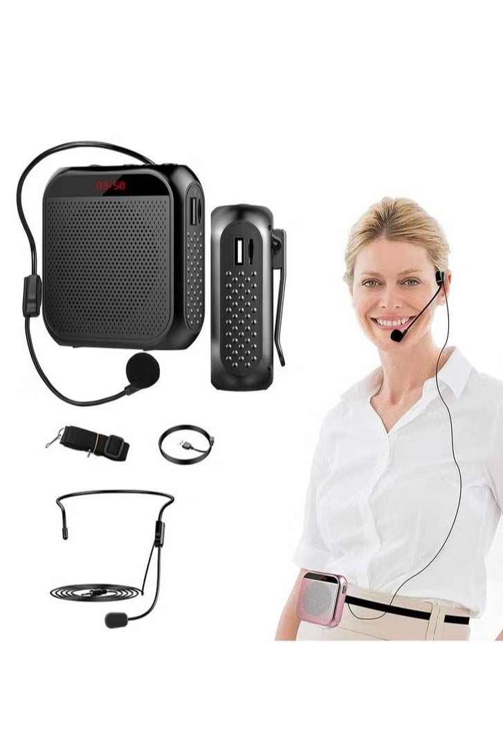 general Voice Amplifier with Wired Microphone Headset Portable Rechargeable PA System Speaker Personal Microphone Speech Amplifier Loudspeaker for Teachers Tour Guides/Coaches Metting/Yoga/Fitness (Black) - Image 1