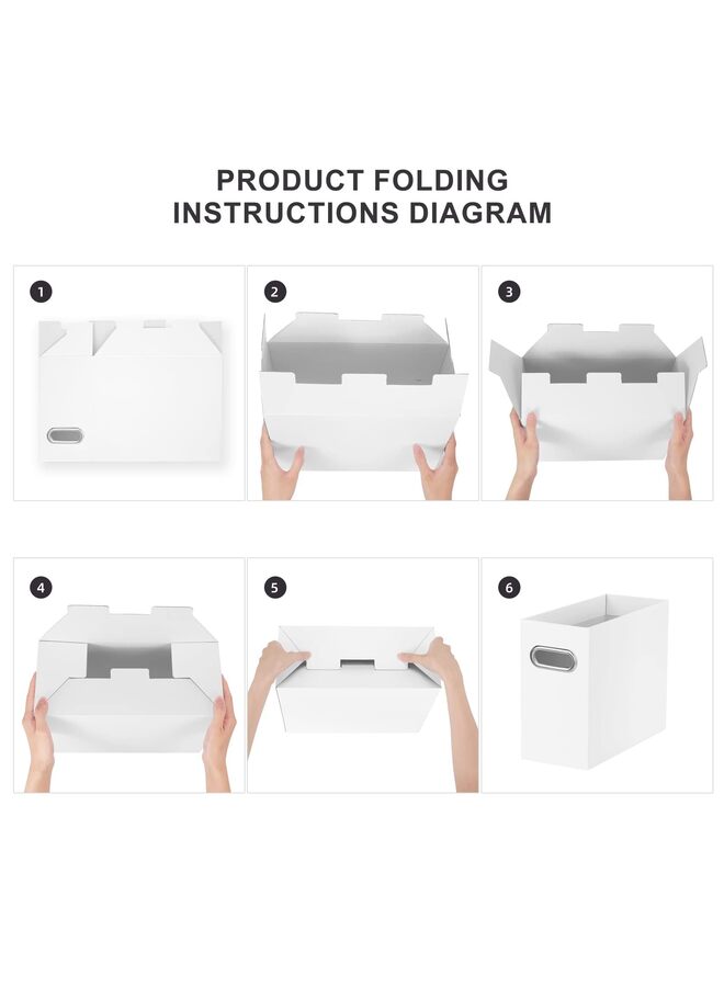 Generic 2PCS File Organizer, Small Storage Box, Collapsible File Box for Hanging File Folders Letter Size, Portable Filing Organizer with Handle White - Image 4