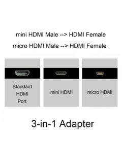 Generic موصل محول Mini HDMI إلى HDMI Micro HDMI إلى HDMI محول Mini HDMI Micro HDMI ذكر إلى HDMI أنثى  - Image 2