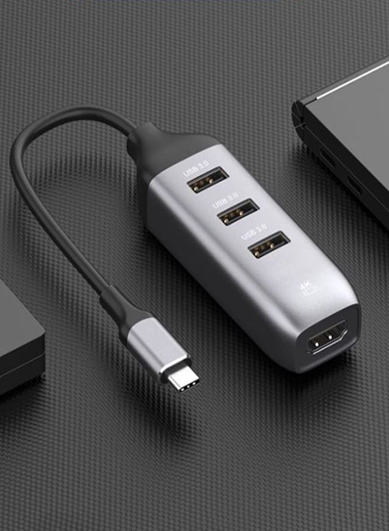 USB C to HDMI Adapter with 3 USB 3.0 Ports, HDMI 4K Output, Compatible with MacBook Pro, iPad, XPS, Surface, Android, and More, DP Alternative Mode Required - Image 3