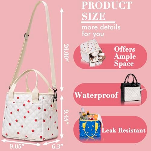 TuErCao Lunch Box for Women Lunch Bags for Work for Teacher Nurse Mom Small Insulated LunchBag for Picnic Travel Shopping Portable Lightweight Ultrasonic Soft Touch LunchTote for Young Ladies - Image 3