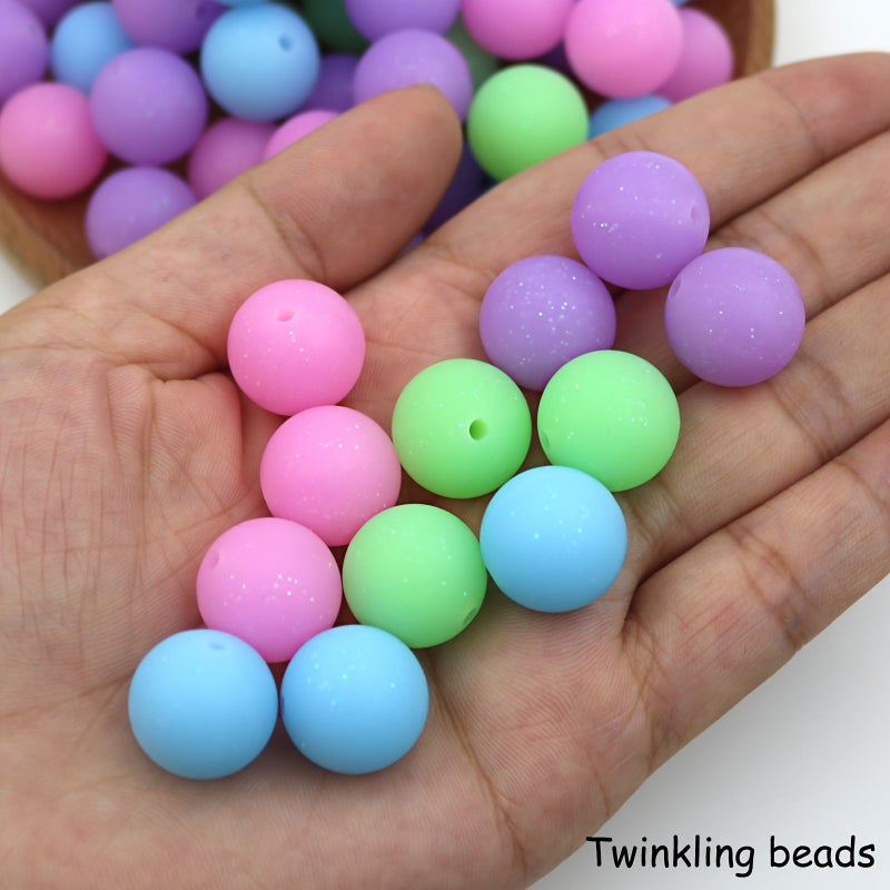 10Pcs Blue Glitter Silicone Beads 15mm for Pens Keychains Jewelry - Image 3