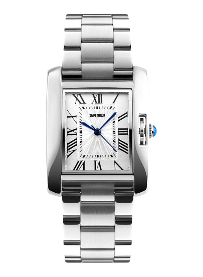 ساعة يد بعقارب وسوار من الإستانلس ستيل مقاومة للماء قياس 1284 - قياس 30 مم - لون فضي للنساء