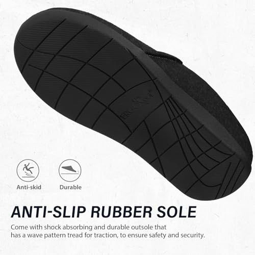 ERGOfoot House Slippers With Arch Support, Orthopedic Slipper for Plantar Fasciitis Pain Relief, Comfy Wool Felt Clog Shoes for Women and Men with Non-Slip Indoor Outdoor/Black, W9/M8 - Image 5