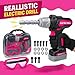 TOMLEON Kids Tool Set with Carrying Case Electronic Toy Drill with Bits  Construction Vest  Pretend Play Kit with Safety Googles Gas Shield Tape Measure Saw Bubble Level Screwdriver Nuts  Bolts - Image 4
