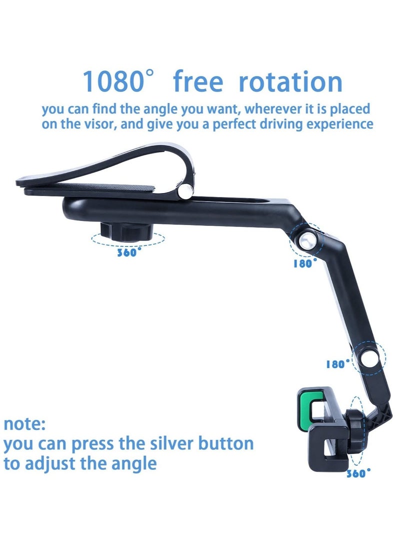 حامل هاتف أخضر للسيارة، مشبك تثبيت لهاتف السيارة، حامل هاتف للرؤية الخلفية بزاوية 360° لغطاء الشمس في السيارة، مثالي لجهاز iPhone pro، 13/12pro، XR، XS، Pro، سامسونج، أندرويد، ملحقات السيارة - Image 1