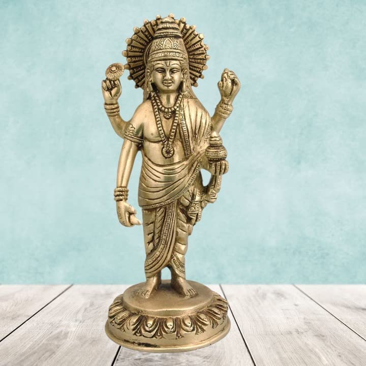 MohanJodero Mohan Jodero Brass Dhanvantari Idol, God of Ayurveda/Medicine Statue,21 cm - Image 5
