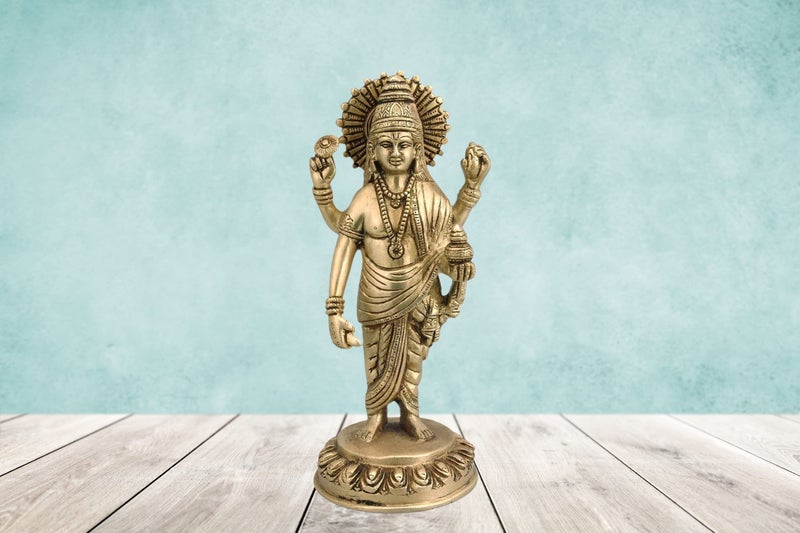 MohanJodero Mohan Jodero Brass Dhanvantari Idol, God of Ayurveda/Medicine Statue,21 cm - Image 4