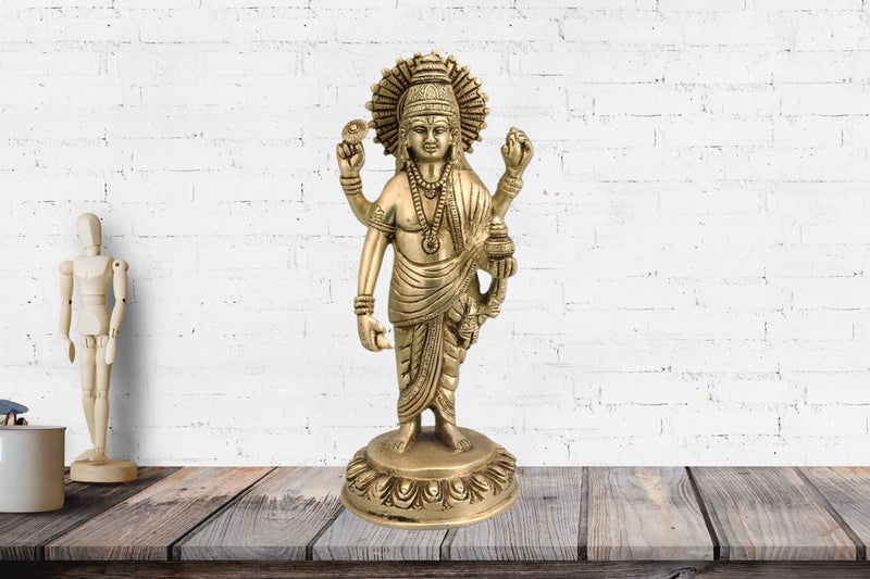 MohanJodero Mohan Jodero Brass Dhanvantari Idol, God of Ayurveda/Medicine Statue,21 cm - Image 3