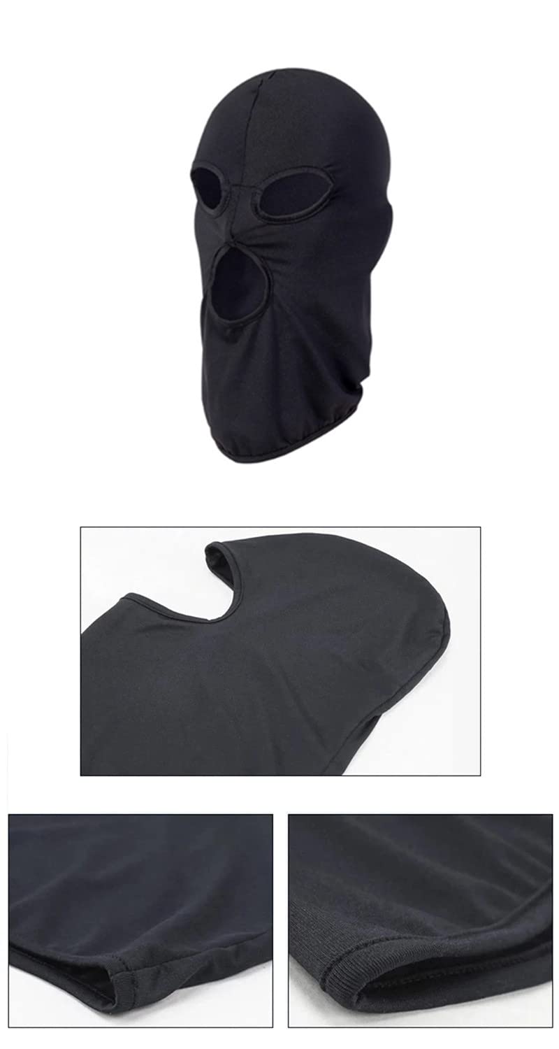 WYSUMMER 3 Hole Full Face Mask, Women Men Thin Balaclava Face Mask for Motorcycle Bike Hunting Cycling Cap Ski (Black) - Image 3