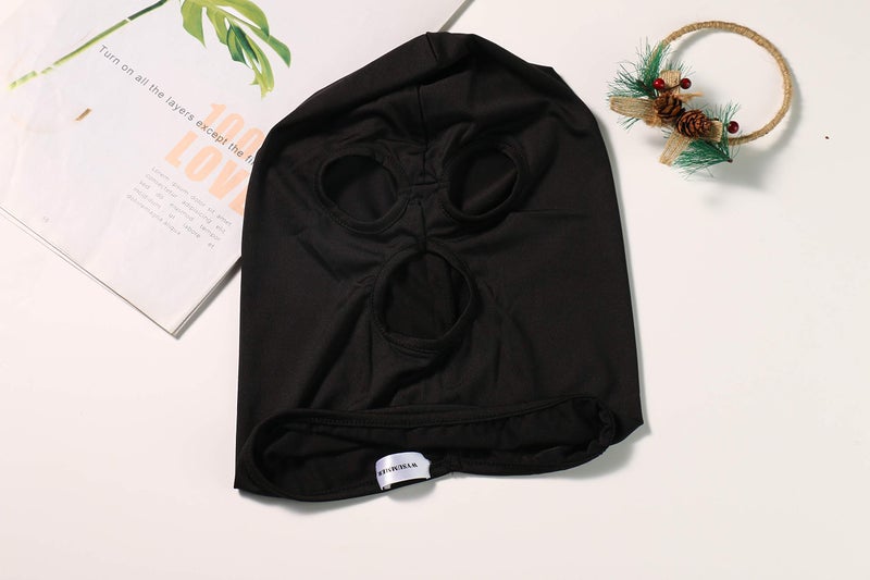WYSUMMER 3 Hole Full Face Mask, Women Men Thin Balaclava Face Mask for Motorcycle Bike Hunting Cycling Cap Ski (Black) - Image 4