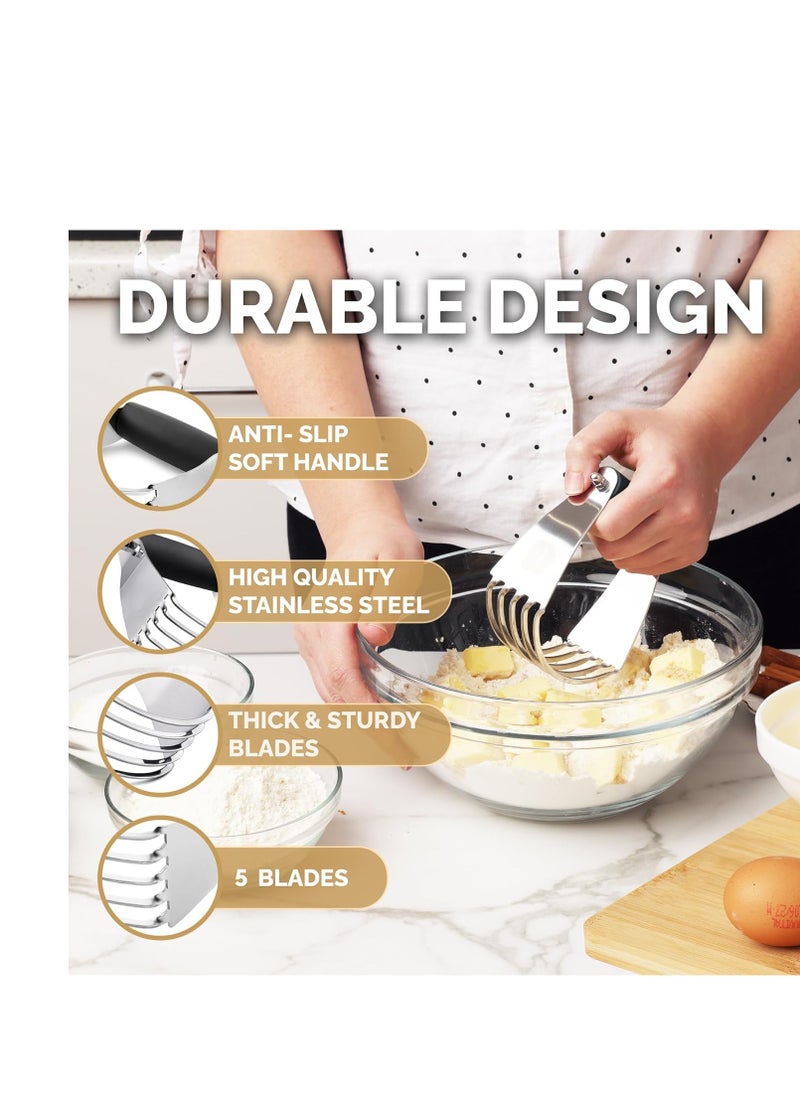 Zulay Kitchen Zulay Kitchen Dough Blender Top Professional - Stainless Steel Pastry Cutter, Heavy Duty Dough Cutter With Blades, Pastry Blender And Butter Cutter - Pastry Cutter For Baking (Black)  - Image 2