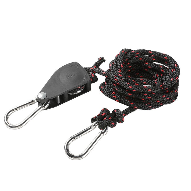 Single Pulley Block Stainless Steel Adjustable Pulley Roller Wheel with 2 Strong Buckles and Long Rope for Lamp Lifting 2m / 6.6ft 1 Seater - Image 1