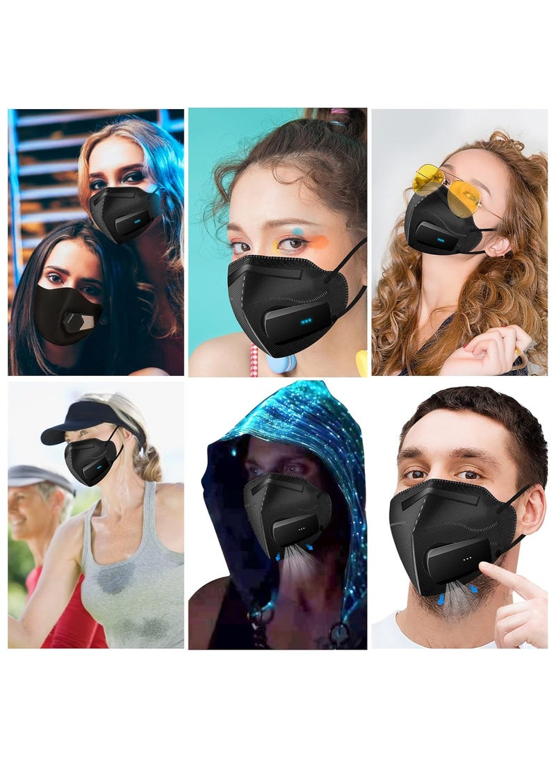 Electric Exhaust KN95 Mask with Charging Fan with 10 replaceable Mask - Dust Pollen Air Purifier Suitable for Woodworking Running Mountain Climbing Cycling Spray Painting and Other Work Protection - Image 2