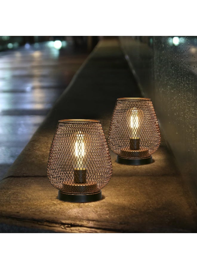JHY DESIGN Set of 2 Metal Cage LED Lantern Battery Powered Cordless Accent Light with LED Great for Weddings Parties Patio Events for Indoors Outdoors - Image 2