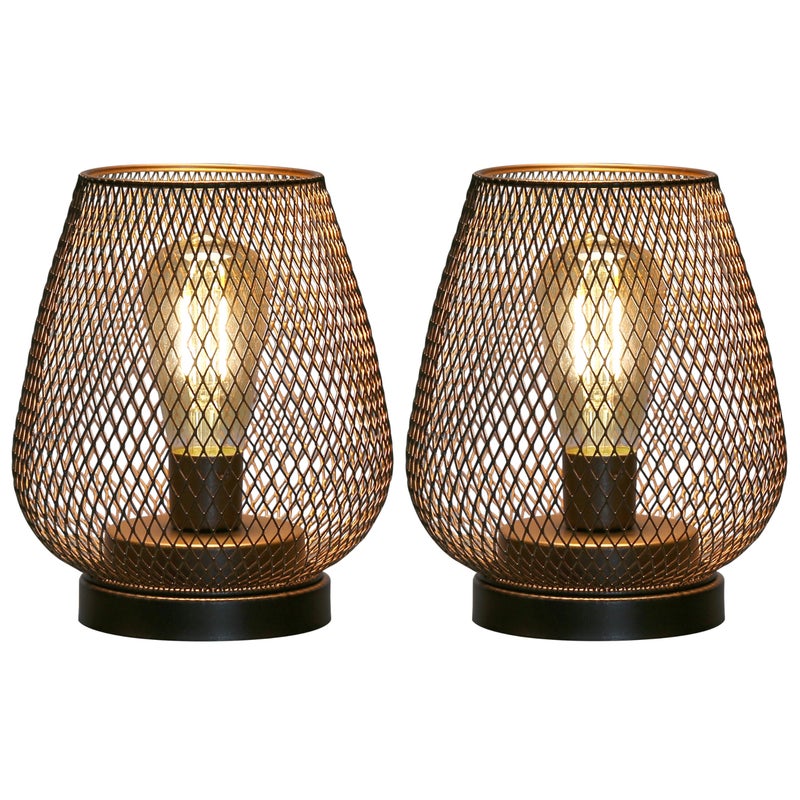 JHY DESIGN Set of 2 Metal Cage LED Lantern Battery Powered Cordless Accent Light with LED Great for Weddings Parties Patio Events for Indoors Outdoors - Image 1