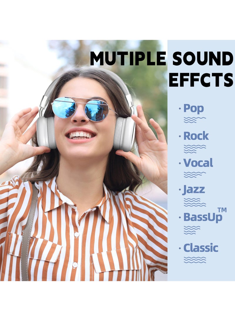 SYOSI Lightweight Wireless Headphones Bluetooth Over-Ear, Bluetooth 5.3, Support 3.5mm Cable Connection, Built-in Mic,10 Hours Play time, Foldable Bluetooth Headphones for Travel Online Study - Image 5