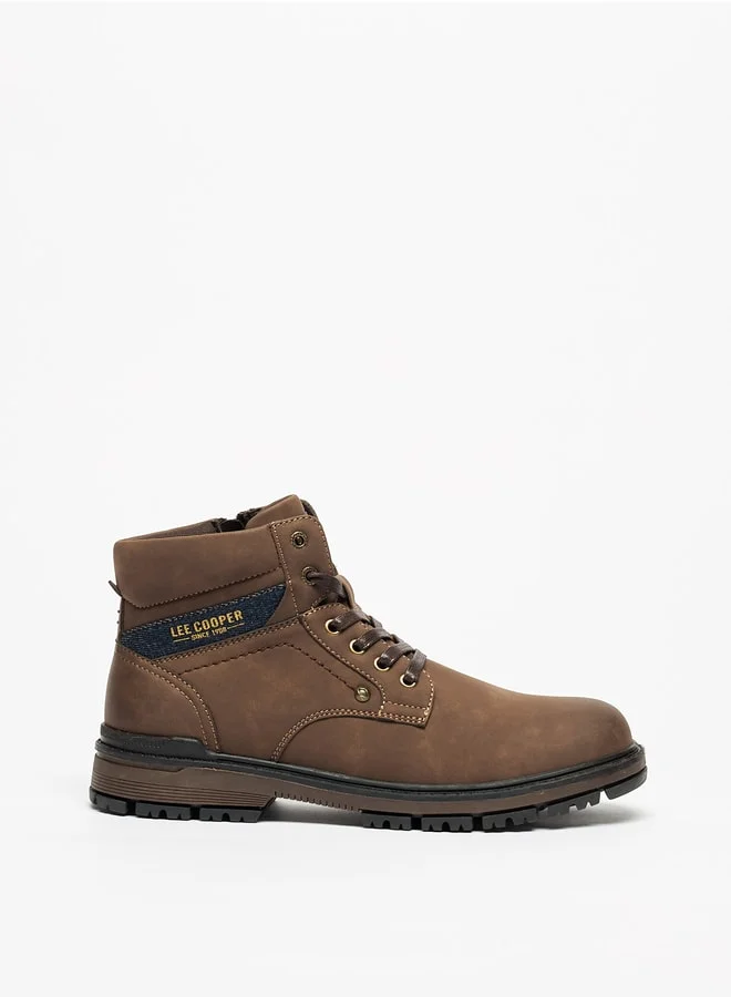 Lee Cooper Men's Solid Boots with Lace-Up Closure