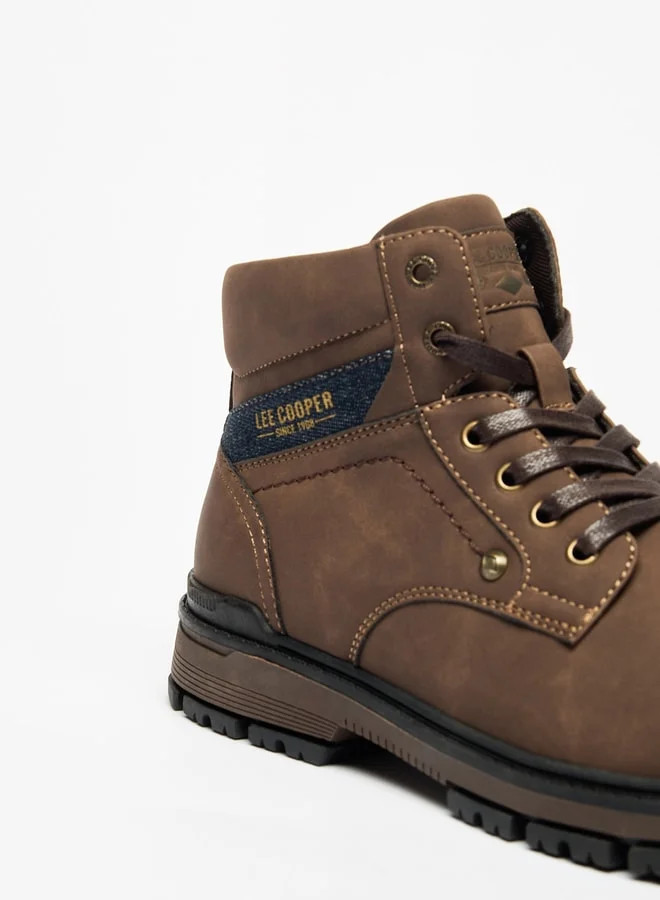 Lee Cooper Men's Solid Boots with Lace-Up Closure