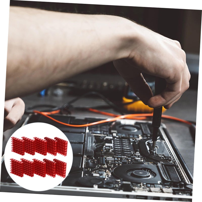 10pcs Red Aluminum Heat Sink for CPU IC Nvme Low Profile Module - Image 5