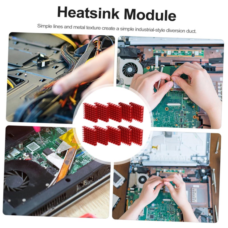 10pcs Red Aluminum Heat Sink for CPU IC Nvme Low Profile Module - Image 3