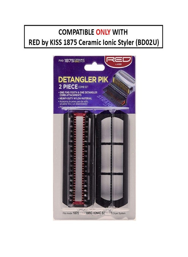 Red by Kiss Detangler Pik 2 Piece Comb Set for Compatible only with BD02U model PIK9 - Image 2