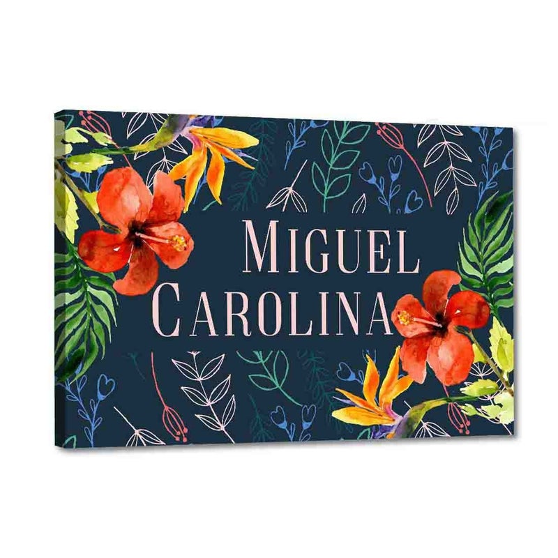 Nutcase Personalized Name Plate Door Signs Multicolor- Screws Included - W-12"x L-8"- Flower Petals and Leaf - Image 1