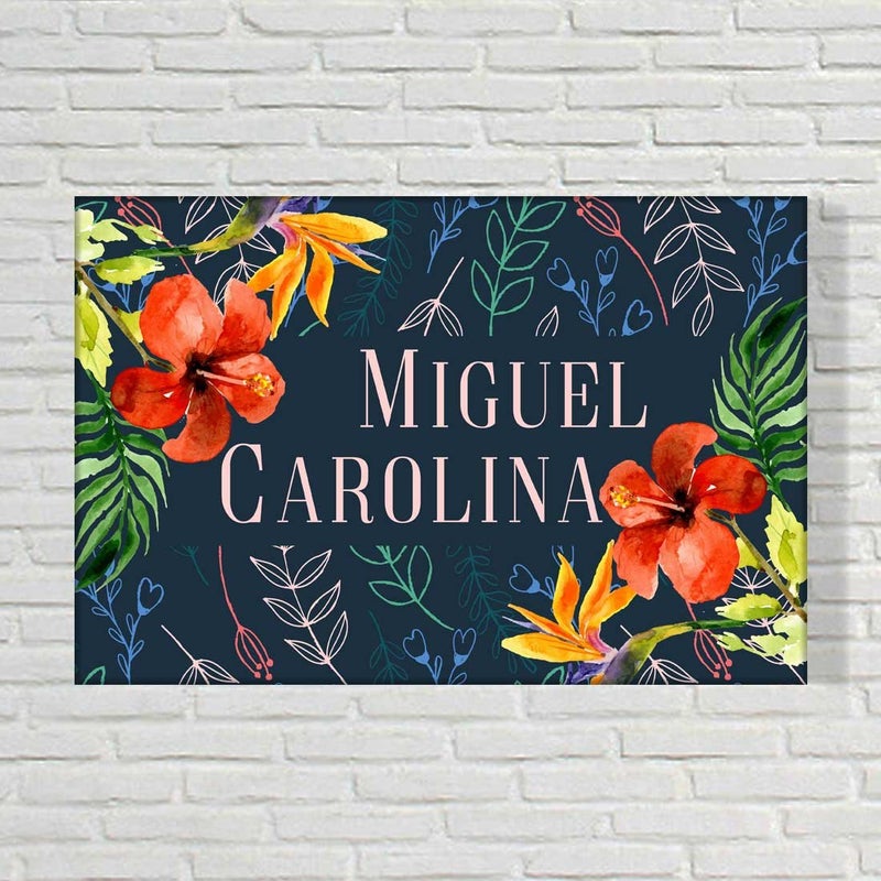 Nutcase Personalized Name Plate Door Signs Multicolor- Screws Included - W-12"x L-8"- Flower Petals and Leaf - Image 2