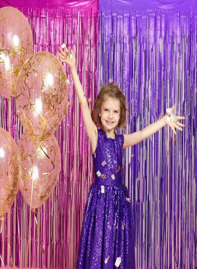 Moukeren 2 Pack Purple Pink Foil Fringe Curtains Streamers Backdrop for Kpop Theme Movie Party Decorations Girl Birthday Wedding Baby Shower Christmas Celebration Supplies 3.3 ft x 6.6 ft - Image 5