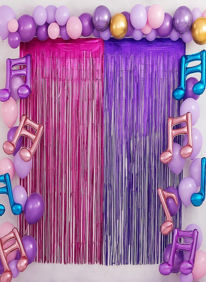 Moukeren 2 Pack Purple Pink Foil Fringe Curtains Streamers Backdrop for Kpop Theme Movie Party Decorations Girl Birthday Wedding Baby Shower Christmas Celebration Supplies 3.3 ft x 6.6 ft - Image 1