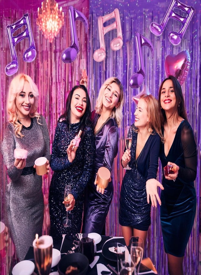Moukeren 2 Pack Purple Pink Foil Fringe Curtains Streamers Backdrop for Kpop Theme Movie Party Decorations Girl Birthday Wedding Baby Shower Christmas Celebration Supplies 3.3 ft x 6.6 ft - Image 3