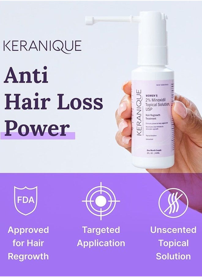 Keranique - Hair Regrowth Treatment Extended Nozzle Sprayer - 2% Minoxidil, 30 Day Supply - Regrow Thicker-Looking Hair, Helps Revitalize Hair Follicles, 2 Fl Oz (Pack of 1) - Image 1