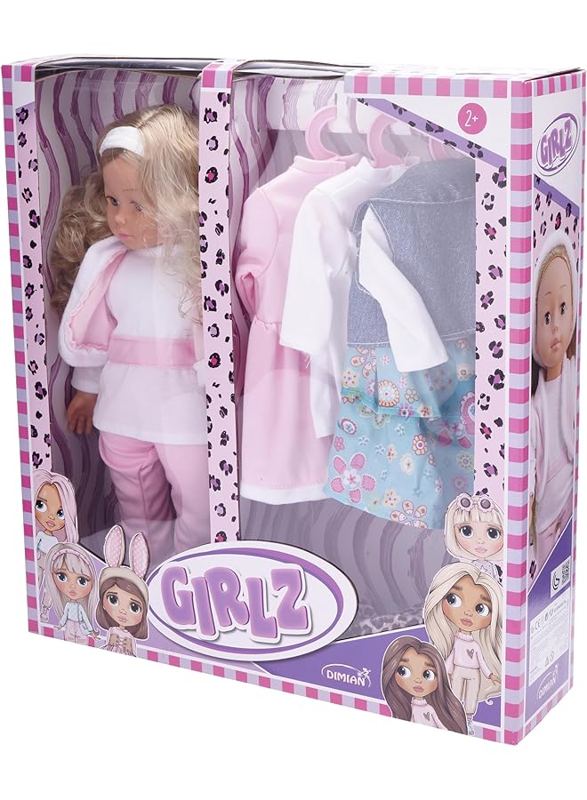 Bambolina Girlz Fashion Doll 46 Cm With 3 Extra Clothes Straight Blonde Hair Suitable Gift For Children And Girls For Ages 2 Plus Years Old - Image 1