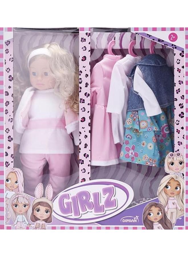 Bambolina Girlz Fashion Doll 46 Cm With 3 Extra Clothes Straight Blonde Hair Suitable Gift For Children And Girls For Ages 2 Plus Years Old - Image 2