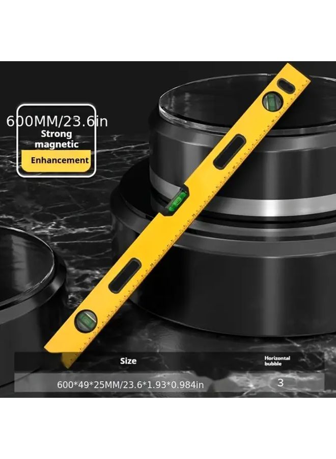 Silvery 600mm Magnetic Aluminum Alloy Level Thickened With Scale Multi Functional Measuring Tool - Image 2