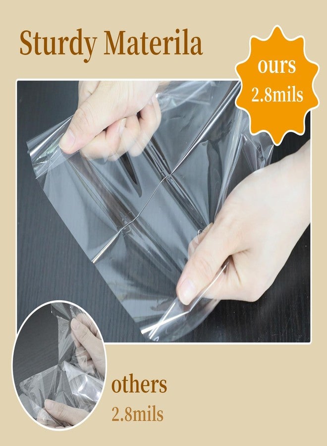 MATEPLUS 100Pcs Cello Cellophane 8''x 11" Treat Bags, Transparent OPP Treat Bags with Twist Ties Clear Cookies Gift Wrapping for Candy, Party Favors, Bakery, Birthday-2.8 mil - Image 3