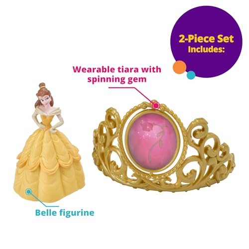 DecoPac DecoSet® Disney Princess Belle Beautiful As A Rose Cake Topper, 2-Piece Decorations Set with Belle Figurine and Golden Tiara with Spinning Jewel, Beauty and the Beast Cake Decoration - Image 4