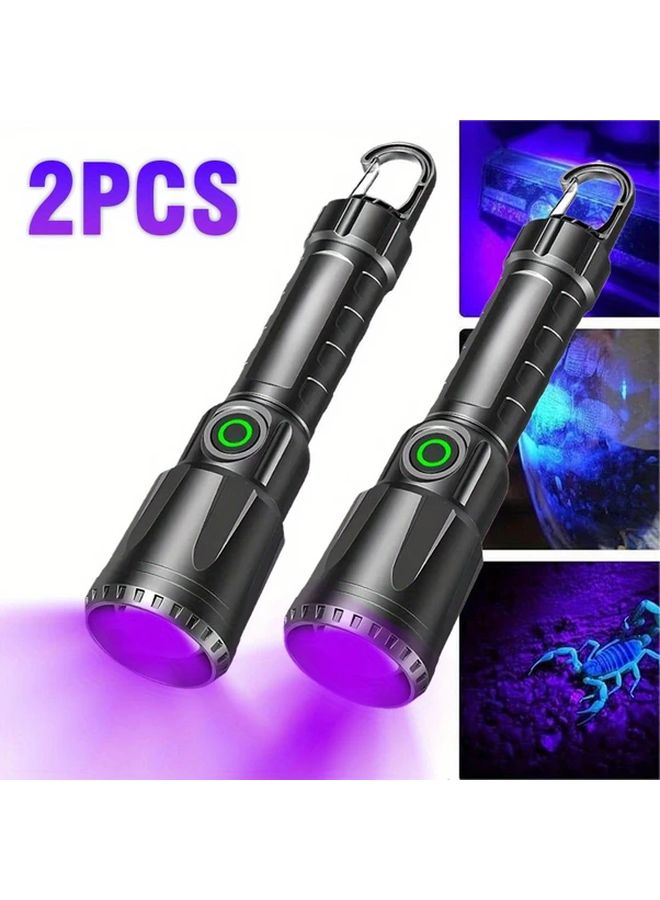 2pcs UV Flashlight USB Rechargeable Black Light For Pet Urine Scorpion Hunting - Image 1