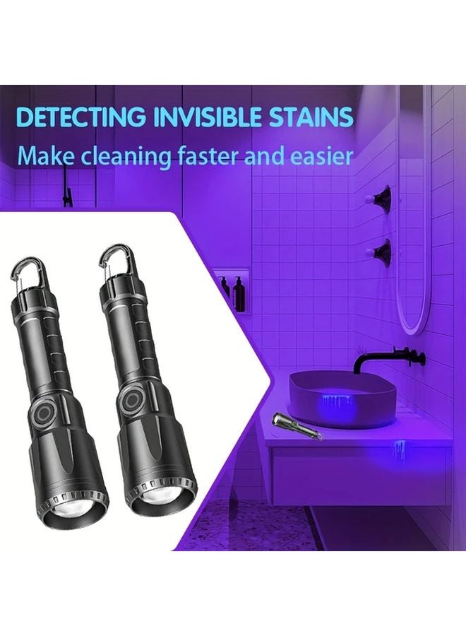 2pcs UV Flashlight USB Rechargeable Black Light For Pet Urine Scorpion Hunting - Image 5